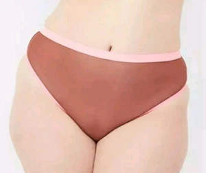 Lane Bryant Sexy Cinnamon Mesh French Thong w/ Pink Trim Plus Size 14/16, 1X - Picture 1 of 6
