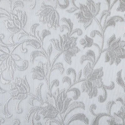 Silver Grey Floral Leaves Embossed Textured Feel PVC Plastic Vinyl Table Cloth - Image 1 of 4