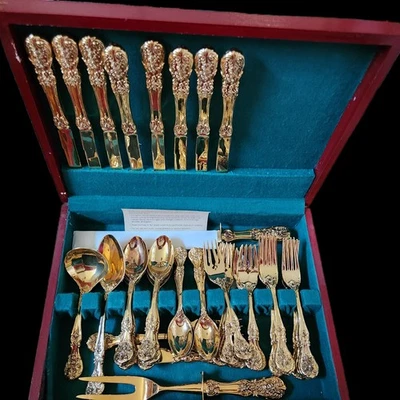 FB Rogers Golden French Rose 44 Pc Gold Plated Silverware Set - Image 1 of 4