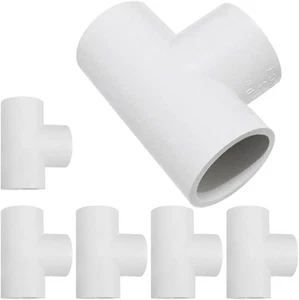 3 Way Flush 3/4 SCH40 TEE PVC Fitting Pipe Connector (12 Pack) White - Picture 1 of 9