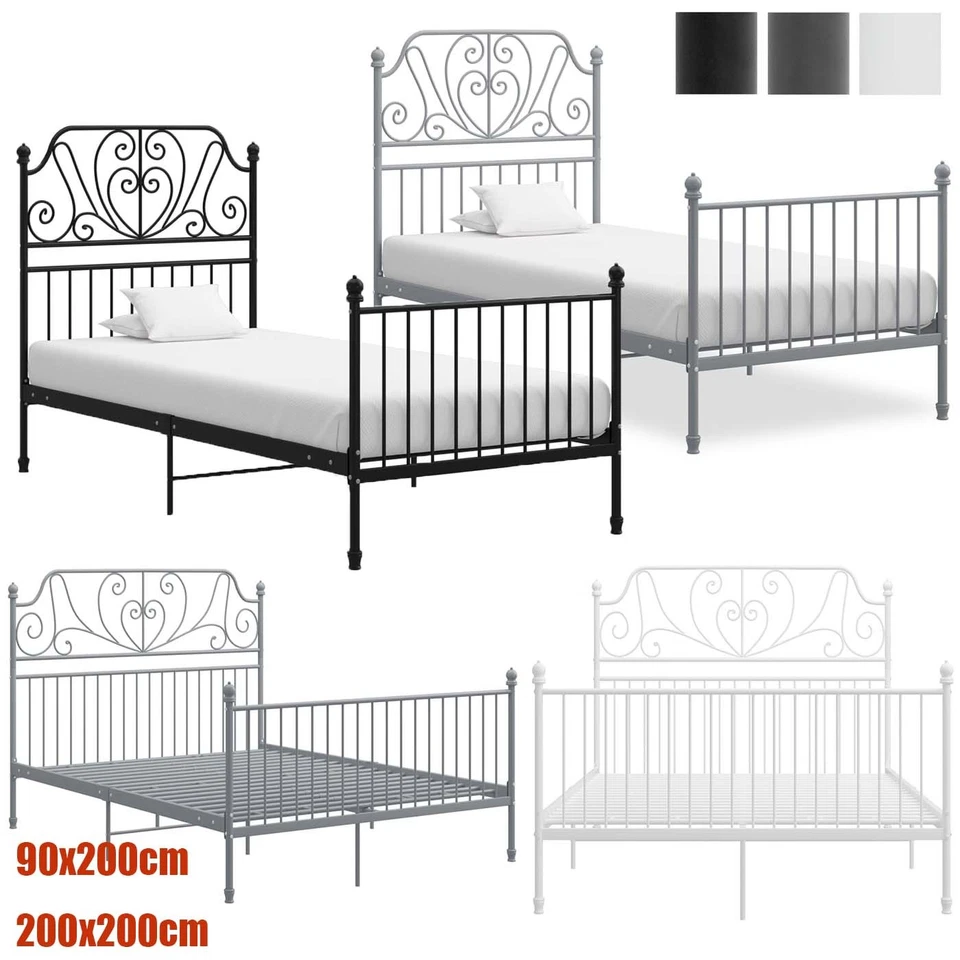 Einzelbett Metallbett Bettgestell Doppelbett Lattenrost Metall Schlafzimmer Bett - Bild 1 von 1