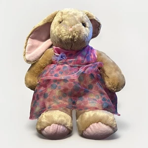 Medium Size Build A Bear Bunny With Pink Dress Brown Build-A-Bear Workshop - Picture 1 of 5