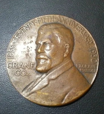 1855-1930 75 aniversario Crane Co. Moneda medallón medalla de bronce Foto 1 de 2