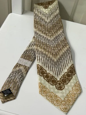 Corbata de seda Steven Land marrón dorado seda para hombre corbata de diseñador 59” x 4” Foto 1 de 4