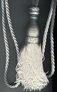 WHITE TIEBACK 32" CORD SPREAD  9" TASSEL LOT OF 2  - Picture 1 of 1
