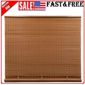 Outdoor Roll-up Shades for Porch, Roll-up PVC Blinds ,Woodgrain, 36" W x 72" L - Picture 1 of 6