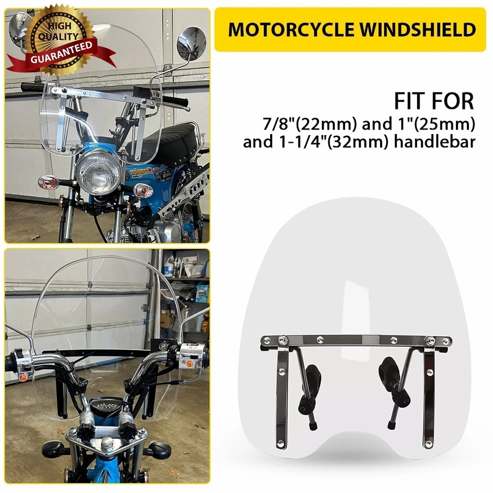 Parabrisas Universal Transparente 17" x 19" Moto para Yamaha Kawasaki Honda Nuevo Foto 1 de 4