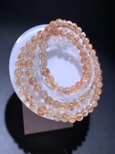 6.2mm Natural Golden Strawberry Sunstone Quartz Crystal Stretch Beads Bracelet