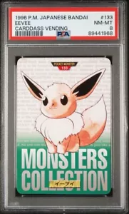 PSA 8 Eevee Carddass Verde Vendita 1996 P.M. Giapponese BANDAI #133 - Foto 1 di 2