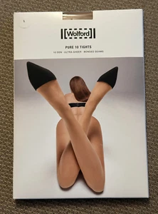 NEW Wolford 14497-4004 Women's US L Pure 10 Tights Caramel Large - Picture 1 of 6
