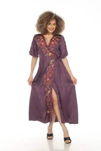 Johnny Was Workshop Lilith Satin Floral Embroidered Wrap Dress Boho Chic W32223* - Picture 1 of 22