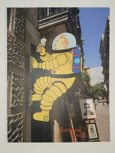 Original signiertes neues Leinwandbild Wandbild - Tim und Struppi Schild in Barcelona 18x24 - Bild 1 von 4