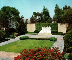 Forest Lawn Memorial Park Mystery of Life Skulptur Garten CA Vintage Postkarte - Bild 1 von 4