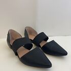 Simply Vera Vera Wang Faux Snake Leather Black Pointed Toe Flats Elastic Side 8M