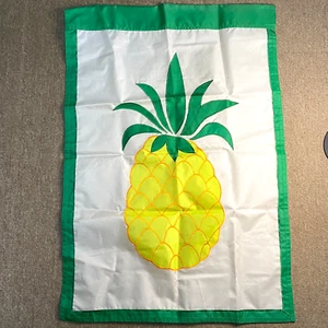 House Flag Pineapple Welcome 38" x 26" Large Outdoor Embroidered Yellow Vintage - Picture 1 of 11