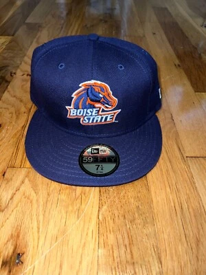 BOISE STATE BRONCOS New Era Fitted Hat Cap Blue Orange 7 1/4 NCAA Authentic NWT - Image 1 of 3