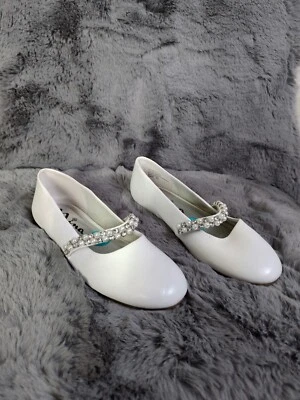 Zapatos planos cómodos informales sin cordones de cuero blanco Nina para niñas T Ballet 2M Foto 1 de 4