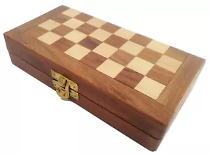 Wooden Chess Set 7" Folding Travel Magnetic Wooden Pieces and Board - Picture 1 of 4