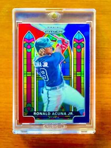 Ronald Acuna Jr. RARE STAINED GLASS REFRACTOR INVESTMENT CARD PRIZM SSP MVP MINT
