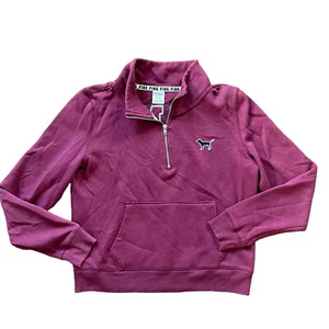 PINK Victoria's Secret Quarter Zip Sweater Damen Medium rot weinrot 1/4 Pullover - Bild 1 von 6