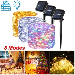 Xmas Garden Party Decor Outdoor Solar String Lights LED Waterproof Copper Wire - Picture 1 of 15