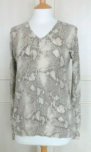 Max & Moi Snake Print Silk and Cashmere Blend V Neck Jumper - Picture 1 of 3