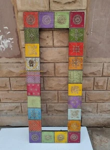 Wooden Big Frame Beautiful Curved Work Indian Mirror Frame Wall Mirror Frame Art - Picture 1 of 6