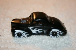 Hot Wheels ~ Flames ~ 1941 FLAT BLACK & WHITE Willys Coupe ~ Loose ~ custom rod - Picture 1 of 5