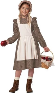 Frontier Settler Girl Pioneer Fancy Dress Up Halloween Child Costume 2 COLORS - Picture 1 of 6