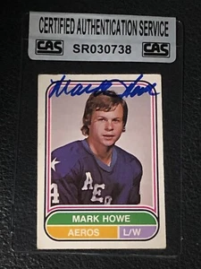MARK HOWE 1975-76 O-PEE-CHEE WHA ROOKIE SIGNED AUTOGRAPHED CARD CAS AUTHENTIC - Picture 1 of 2