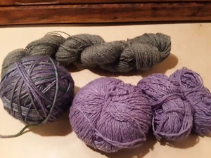 Specialty Yarns- Mixed Lot- Purples/Greens, Varigated- Wool? - Picture 1 of 5