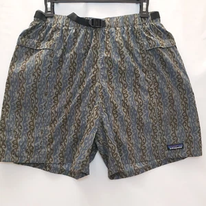 Rare Vintage Patagonia Belted River Shorts L Men Gray Brown Blue Geometric Waves - Picture 1 of 17