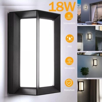 LED Außenleuchte mit Bewegungsmelder 18W Wandleuchte Schwarz Sensor Außenlampe - Bild 1 von 4