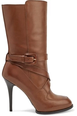 RRP€1113 TOD'S Leather Mid Calf Boots US7 UK4 EU37 Buckle Strap Made in Italy - Imagem 1 de 4