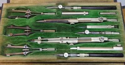 Vintage B.K. Elliott Paragon-like Drafting Set Drawing Instruments Compass Pens - Image 1 of 4