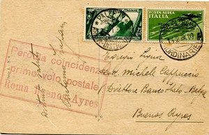 Posta Aerea Roma Buenos Aires 3 lire on postcard - Picture 1 of 1