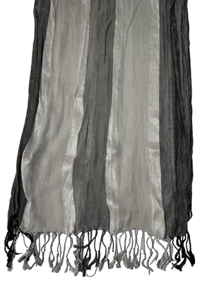 Bufanda metálica vintage gris plata a rayas glamurosa evento festivo gala cóctel Foto 1 de 4