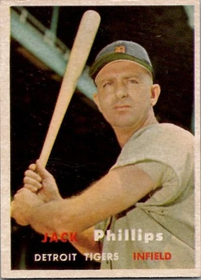 1957 Topps JACK PHILLIPS Detroit Tigers #307 EX Condition SEMI HIGH - Image 1 of 2