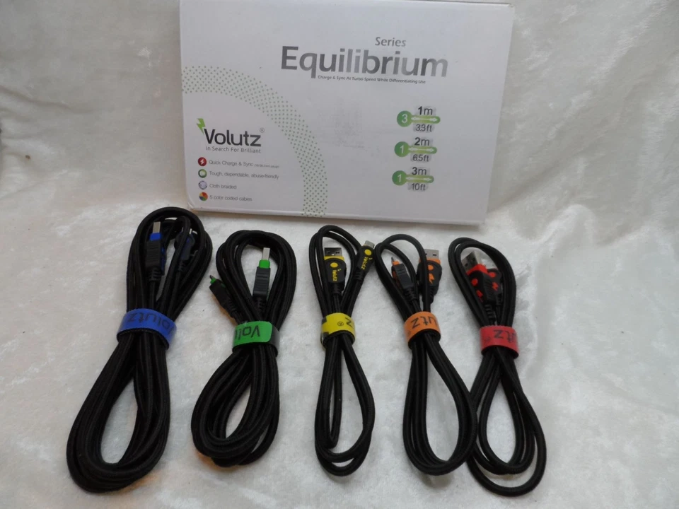 Volutz Equilibrium Series Micro-USB Fast Charging Cables Tangle Free 5-Pack - Image 1 of 4