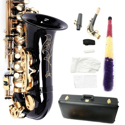 Nuevo saxofón alto de latón Eb saxo negro con otros accesorios Foto 1 de 4