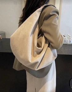 Lässige Hobo Bag Wildleder beige groß Beuteltasche Schultertasche Luxus Designer Trendy - Bild 1 von 8