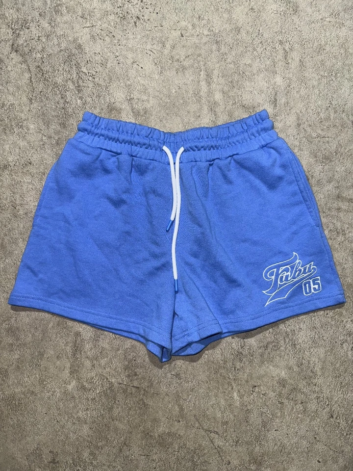 Pantalones Cortos Forever 21 Fubu Para Mujer Talla S Tejidos Cordón Azul Bordado Logo Foto 1 de 4