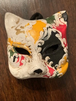 Handmade Ceramic Cat Mask Wall Hanging Venice Italy Handmade Multicolor Artisan - Image 1 of 4