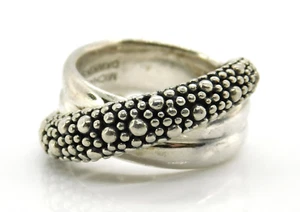 Anillo cruzado de guijarros nocturnos estrellados de plata esterlina 925 Michael Dawkins - Imagen 1 de 11