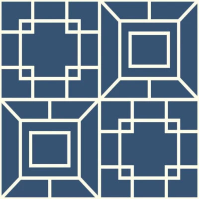 Revestimientos de pared Ashford Toiles geométricos de York azul y blanco AF1969 Foto 1 de 2