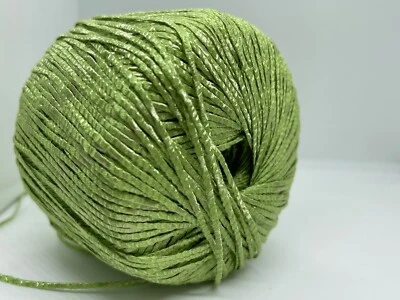 Pistachio Green Fettuccia Skinny Ribbon Yarn 82234 Ice Yarns 50g 114yd x 2mm wd - Image 1 of 4