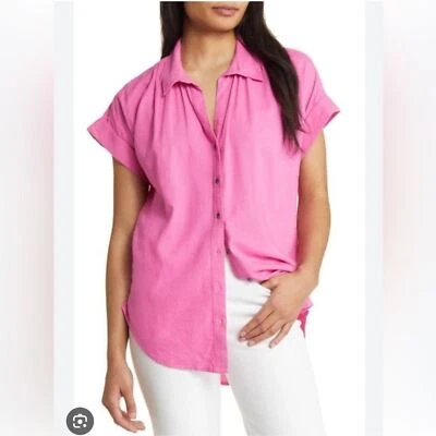 Camisa Caslon Mezcla de Lino Campamento Abotonada Rosa Flor Silvestre Foto 1 de 4