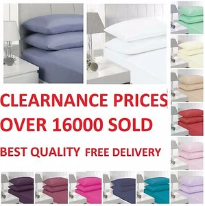 180 THREAD COUNT EXTRA DEEP FITTED 16"/40 CM & FITTED 10"/26 CM SHEETS ALL SIZES - Picture 1 of 27