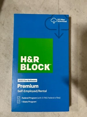 H&R BLOCK PREMIUM SELF EMP RENTAL 2022 FED STATE WIN MAC TAX SOFTWARE - Image 1 of 2