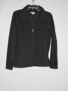 OLD NAVY BLACK 100% POLYESTER LONG SLEEVE ZIP FRONT FLEECE JACKET SZ M #Z697 - Picture 1 of 2